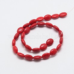 Filo di perline ovali turchesi sintetiche tinte&nbsp;G-P083-89