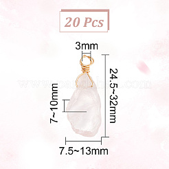 20 шт. подвески из необработанного натурального розового кварца G-HY0001-39