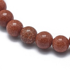 合成ゴールドストーンビーズストレッチブレスレット  ラウンド  2-1/8インチ〜2-3/8インチ（5.5~6cm）  ビーズ：8mm&nbsp;X-BJEW-K212-B-002