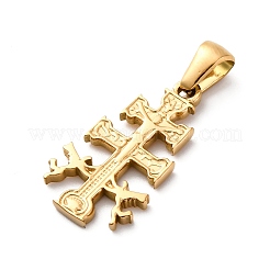 304ステンレスペンダント  イオンプレーティング（ip）  カラバカクロスチャーム  ゴールドカラー  23x13x2mm  穴：5.5x2.5mm&nbsp;STAS-U043-17G