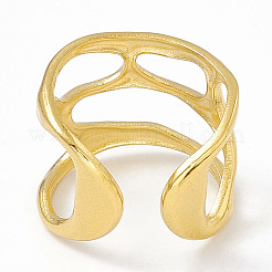 Ионное покрытие (ip) 304 нержавеющая сталь широкое полое открытое манжетное кольцо для женщин&nbsp;RJEW-G275-02G