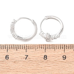 Серьги-кольца с крестиком 925 из стерлингового серебра с микропаве из прозрачных кубических цирконий&nbsp;EJEW-K317-06P