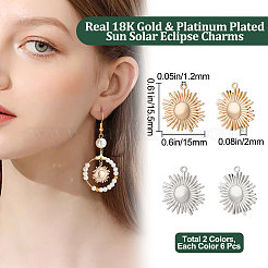 12 шт. 2-х цветные латунные подвески в виде солнечного затмения&nbsp;KK-BBC0007-63