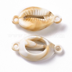 アクリルコネクタチャーム  天然石風  シェル形状  バリーウッド  30x16x8mm  穴：2.5mm  約342個/500g&nbsp;OACR-C011-05