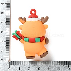 クリスマステーマのPVCプラスチックペンダント  エルク  49x36x23mm  穴：3mm&nbsp;FIND-I059-01E