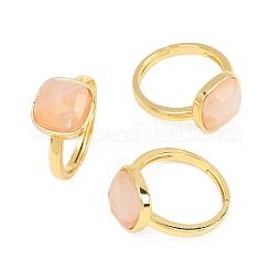 Anelli da dito in quarzo rosa naturale con componenti in ottone&nbsp;G-H353-04G-06