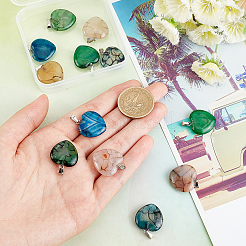 12 шт. 3-х цветные подвески из натурального агата с веной дракона G-DC0001-03