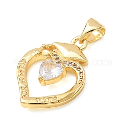 Pendentifs avec zircon cubiques à micro-pavés en laiton&nbsp;KK-CBA0009-10G-A