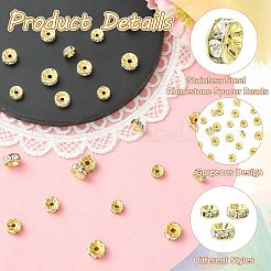 30 pieza de 3 estilos de cuentas espaciadoras de rhinestone de acero inoxidable quirúrgico 316&nbsp;STAS-CJ0003-64