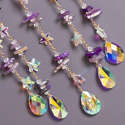 Natürliche Amethystsplitter & metallene Sonnen- und Mondfänger&nbsp;HJEW-F027-12