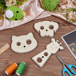 3 шт. деревянные зажимы для проушин с изображением животных AJEW-WH0348-492
