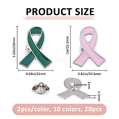 20 шт. 3 стиля розовая лента эмалированная булавка для осведомленности о раке груди&nbsp;JEWB-FH0002-53A