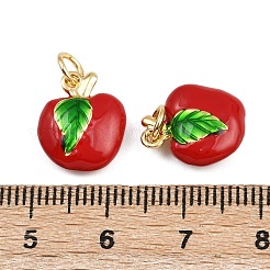 Breloques en laiton émaillé en forme de pomme&nbsp;KK-I377-04G-B