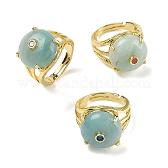 Bracciale aperto in ottone con micro pavé di zirconi cubici (colore casuale).&nbsp;RJEW-D347-02G-09