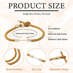 4шт 4-цветный плетеный нейлоновый шнур для изготовления браслета&nbsp;MAK-TA0001-26B