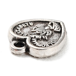 合金のチベット風チャーム  ハート  アンティークシルバー  10x8.5x1.5mm  穴：1mm  約1020個/袋&nbsp;PALLOY-P293-044AS