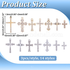 42 stücke 14 stile legierung strass anhänger&nbsp;FIND-ME0003-65