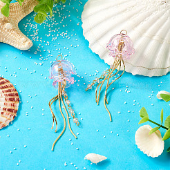 2шт большие стеклянные подвески в виде медузы&nbsp;EJEW-TAC00009