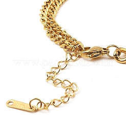 Браслет с прямоугольными звеньями из кубического циркония и цепочками из нержавеющей стали 304 BJEW-Z015-01G