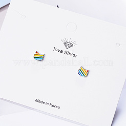 Серьги-гвоздики с эмалью в виде флага гордости цвета радуги&nbsp;RABO-PW0001-022P