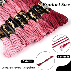 ポリエステル刺繍糸  クロスステッチの糸  セグメント染め  ミックスカラー  0.5~2mm  約8.75ヤード（8m）/かせ  8色  1 かせ/色  8 かせ/セット&nbsp;OCOR-WH20074-13B-05A