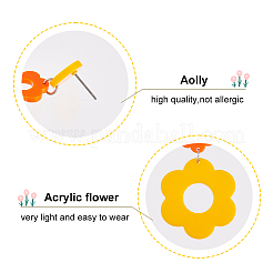 3 пара двухцветных акриловых сережек-гвоздиков в форме цветка EJEW-AN0001-36
