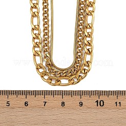304 Edelstahl Figaro Kette 3-lagige Halsketten für Damen&nbsp;NJEW-A057-02A-G