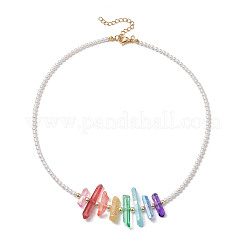 Натуральный окрашенный кварцевый кристалл самородки чакра кулон ожерелье NJEW-JN05183