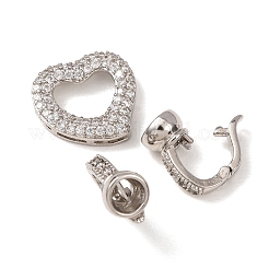 Micro pavé di ottone trasparente cubic zirconia piegato su fermagli&nbsp;KK-D259-02B-P
