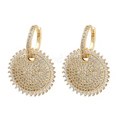 Латунные серьги-кольца из прозрачного кубического циркония EJEW-L275-17G