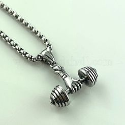 Мужские ожерелья с подвесками в виде гантелей и штанги в стиле панк из нержавеющей стали 304 в стиле хип-хоп MF4714