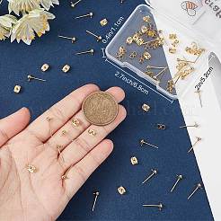 50 шт. латунная полукруглая фурнитура для сережек-гвоздиков&nbsp;KK-BBC0007-15