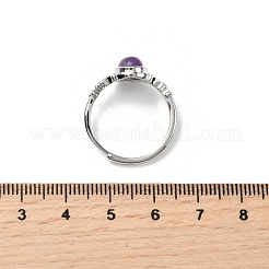 Природные палец кольца аметист RJEW-A084-03P-09