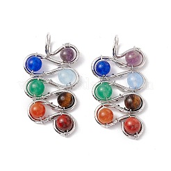 Латунные подвески из натуральных смешанных камней&nbsp;FIND-E023-04P