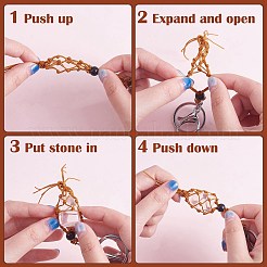 4шт 2 цвета макраме бахрома плетеный брелок AJEW-SW00014-06