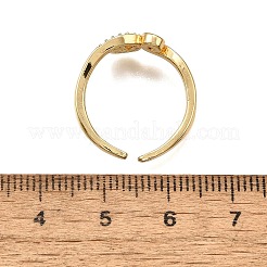 Латунные кольца-манжеты с микропаве и прозрачным цирконием для женщин RJEW-H247-25G