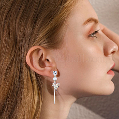 4 пара 2-цветных плоских круглых серег-клипс с латунным паве 3a кубическим цирконием для женщин&nbsp;EJEW-BBC0001-58