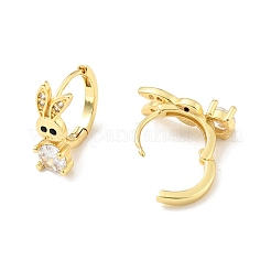 Серьги-кольца с кубическим цирконием в виде кролика EJEW-C028-01G