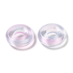 透明ガラス欧州ビーズ  大きな穴  フラットラウンド  ライラック  12x4mm  穴：5mm&nbsp;GLAA-A012-03E