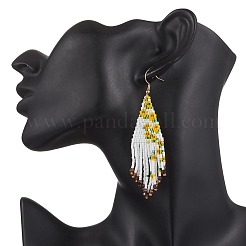 Серьги-подвески в виде подсолнухов из стеклянных бусин ручной работы&nbsp;EJEW-MZ00543