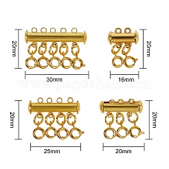 チューブ真鍮磁気スライドロック留め金  スプリングリングの留め金と  ゴールドカラー  12セット /箱&nbsp;AJEW-SZ0001-08G