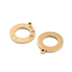 イオンプレーティング（IP）304ステンレススチールラインストーンペンダント  ラウンドリングチャーム  ゴールドカラー  17x15x1.5mm  穴：1.4mm&nbsp;STAS-S140-28G