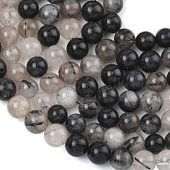 Натуральный турмалированный кварц / черный рутиловый кварц&nbsp;G-D361-01A-8-9mm