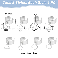 8 шт. набор из 8 колец-манжет из нержавеющей стали 304 RJEW-AB00012