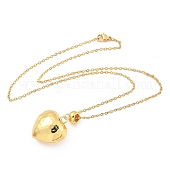 201 ожерелье из текстурированной нержавеющей стали с подвеской в виде сердца для женщин NJEW-Z069-01G-03