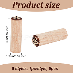 6 шт. 6 стиля круглые деревянные традиционные китайские штампы в виде лунных пряников AJEW-OC0004-20