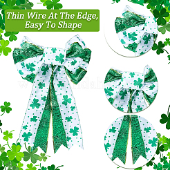Бант из полиэстера с узором клевера для украшения вечеринки ко дню святого патрика&nbsp;AJEW-WH20080-04B