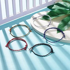 Ensemble de bracelets de cheville en cordon tressé en coton macramé 5 pièces&nbsp;AJEW-AN00486-05