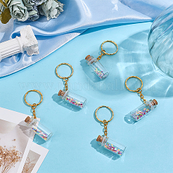 12 шт. мини-стеклянная бутылка желаний с подвеской и пластиковыми пайетками KEYC-DR00007