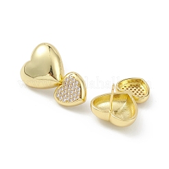 Pendientes de tuerca de circonita cúbica de latón chapado en bastidor de corazón para mujer&nbsp;EJEW-K245-14G